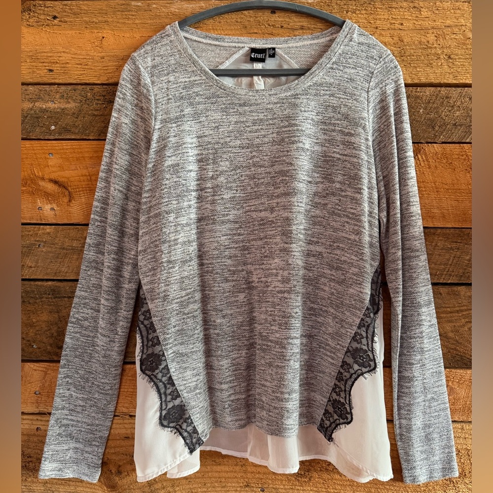 Cruel Boutique Lightweight Pullover Sweater with Lace Transparent Back Size XL